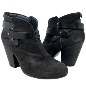 Rag & Bone Harrow Dark Gray Suede Cap Toe Ankle Boots - Size 8.5